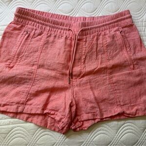 Athleta High Waist Pinkish Orange Linen Shorts
